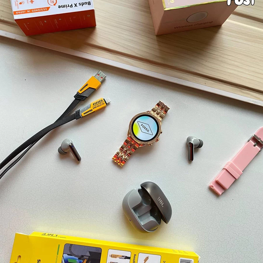 3-in-1 Blast Combo – Fossil Gen 9 Watch + JBL TWS Buds + Mech Data Cable